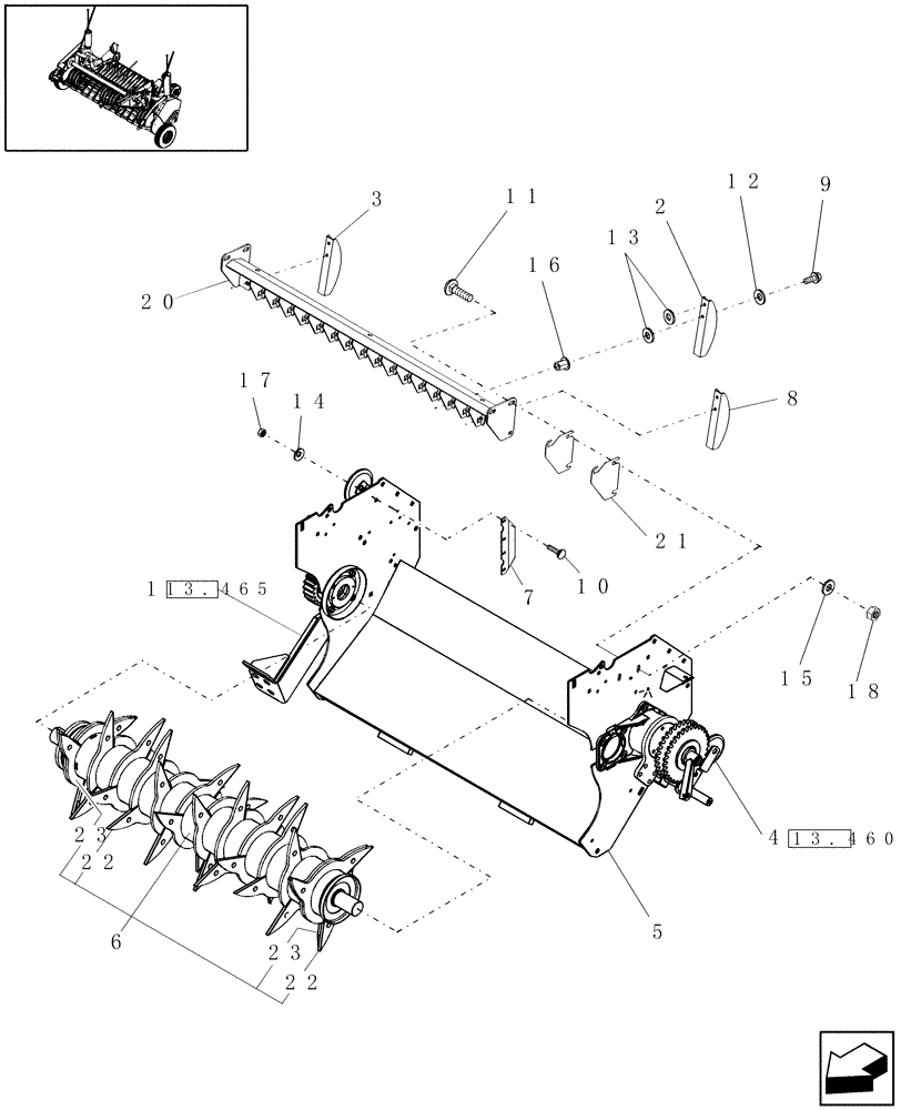 Схема запчастей Case IH RBX453 - (13.620) - ROTOR FEEDER (13) - FEEDER