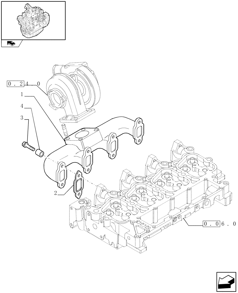 Схема запчастей Case IH F4GE9484K J601 - (0.07.7) - EXHAUST MANIFOLD (504086423) 