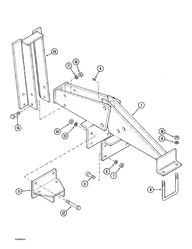 Схема запчастей Case IH 4300 - (9-034) - FRONT WING LIFT HINGE, FLAT FOLD, RIGID (09) - CHASSIS/ATTACHMENTS