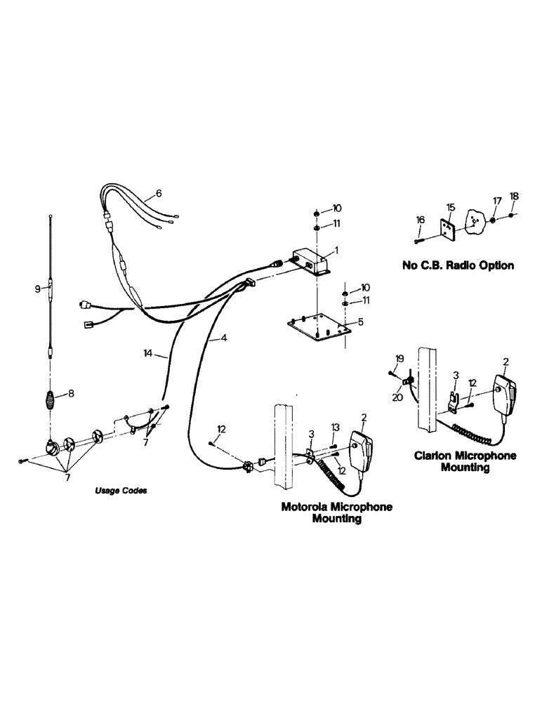 Схема запчастей Case IH KP-525 - (01-19) - C. B. RADIO AND MOUNTING (10) - CAB