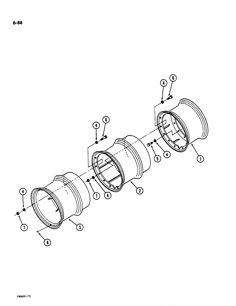 Схема запчастей Case IH 9170 - (6-88) - WHEELS, HUB BOLTED TRIPLES, K598.60/70 AXLE (06) - POWER TRAIN