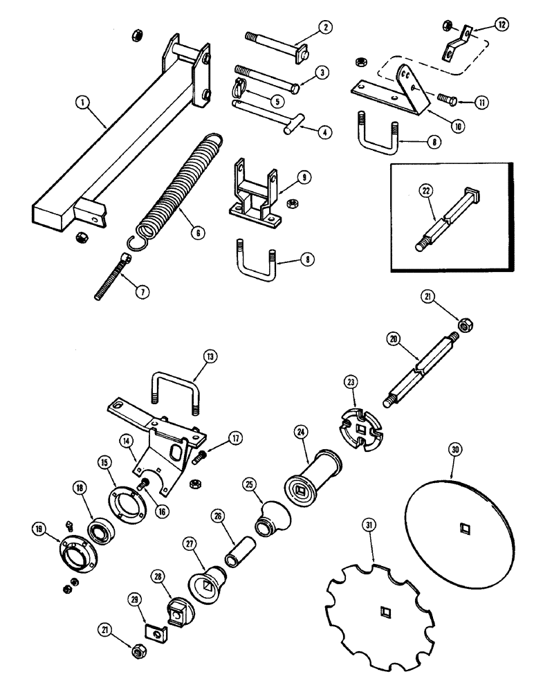 Схема запчастей Case IH F21 - (080) - 4 BLADE WING GANG, FRONT RIGHT, 9 INCH SPACING, F21, F21-9-216 & F21-0-214 