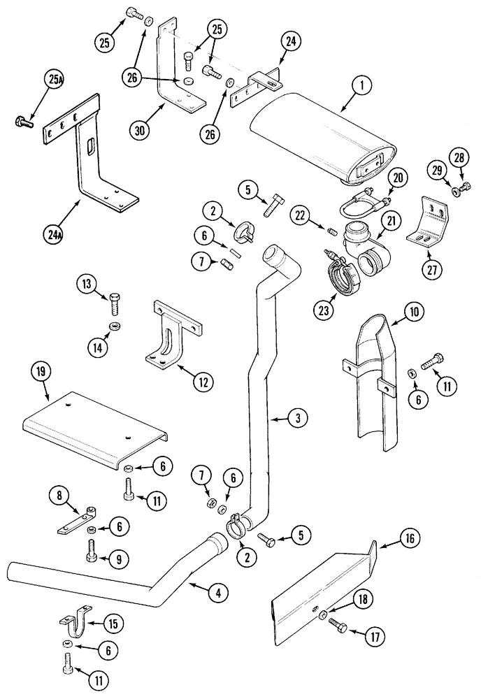 Схема запчастей Case IH 5140 - (2-016) - EXHAUST SYSTEM, 5140/5240, DOWNSWEPT (02) - ENGINE