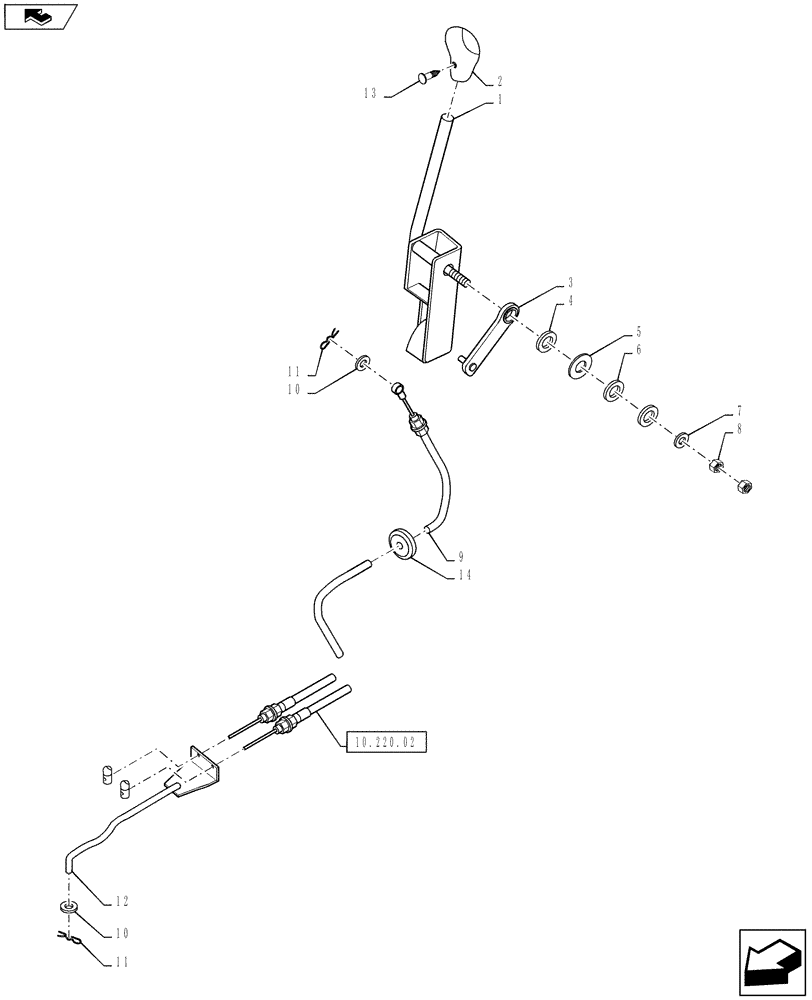 Схема запчастей Case IH FARMALL 40B - (10.220.01) - ENGINE CONTROL - ACCELERATOR LEVER & CONTROL (10) - ENGINE