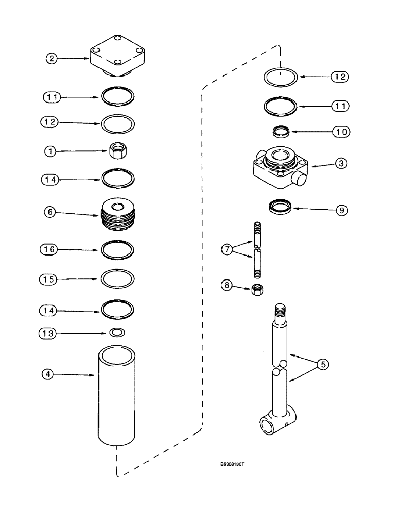 Схема запчастей Case IH 955 - (8-106) - HYDRAULIC CYLINDER - 113820A1, 3-1/4 ID X 6-1/4 INCH STROKE (TIE ROD TYPE) CARRYING WHEEL W/VICKERS (08) - HYDRAULICS
