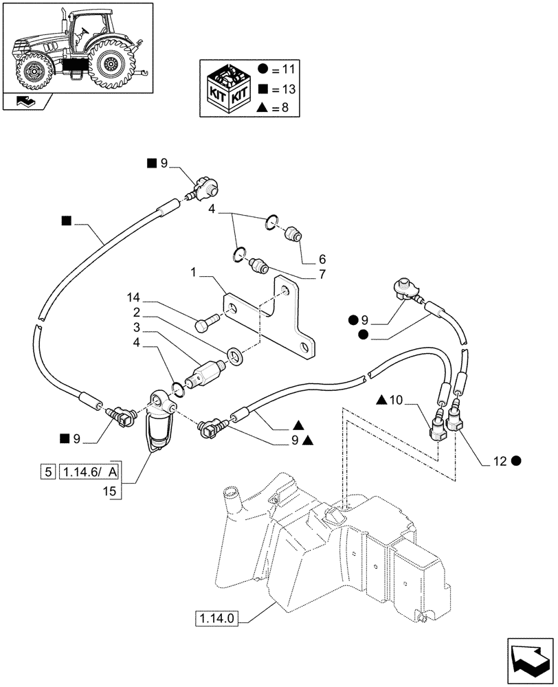 Схема запчастей Case IH MAXXUM 120 - (1.14.6) - FUEL LINES (02) - ENGINE EQUIPMENT