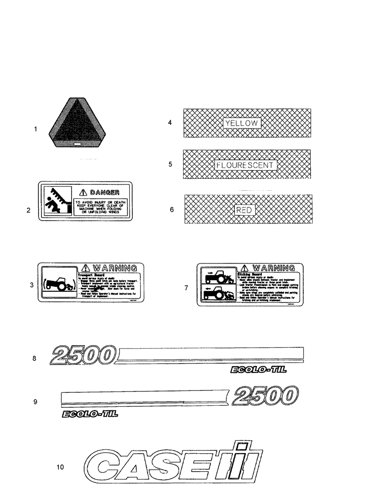 Схема запчастей Case IH 2500 ECOLO-TIL - (90.108.01.01) - DECALS (90) - PLATFORM, CAB, BODYWORK AND DECALS