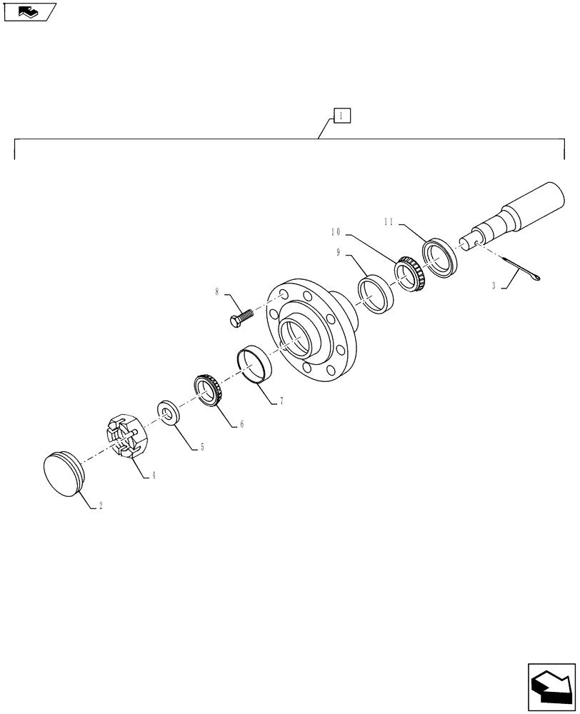 Схема запчастей Case IH 500 - (44.100.01) - 633 HUB & SPINDLE ASSY (44) - WHEELS