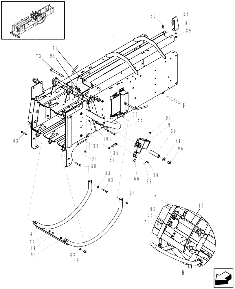 Схема запчастей Case IH SB541 - (62.140.03[2]) - BALE TENSION RAIL & NEEDLE YOKE GUARD, SB541 (62) - PRESSING - BALE FORMATION