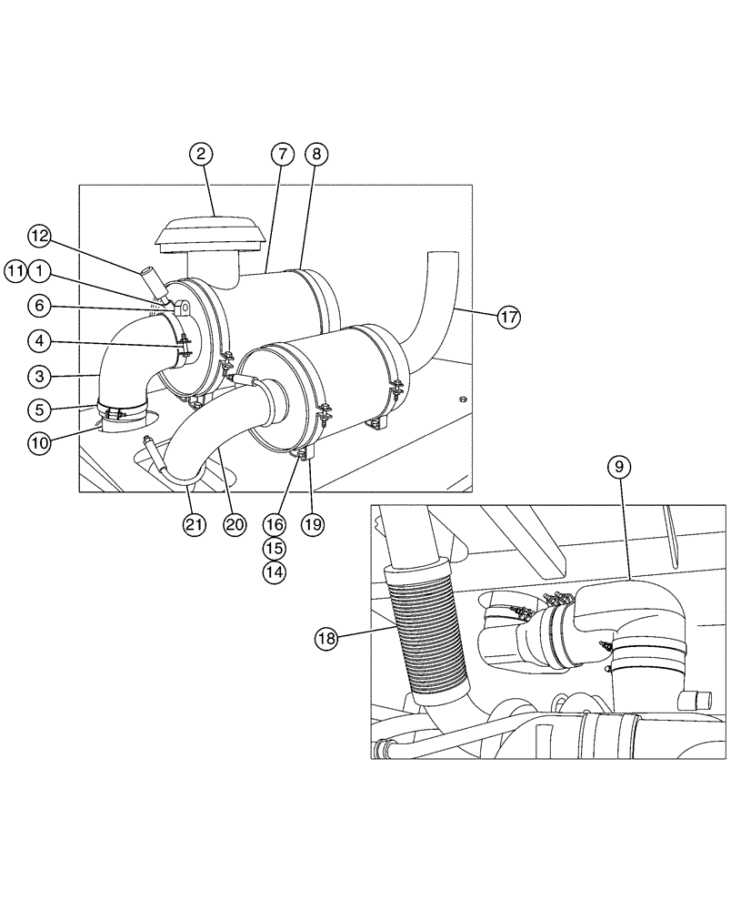 Схема запчастей Case IH PATRIOT 150 - (03-004) - AIR CLEANER & SILENCER (01) - ENGINE