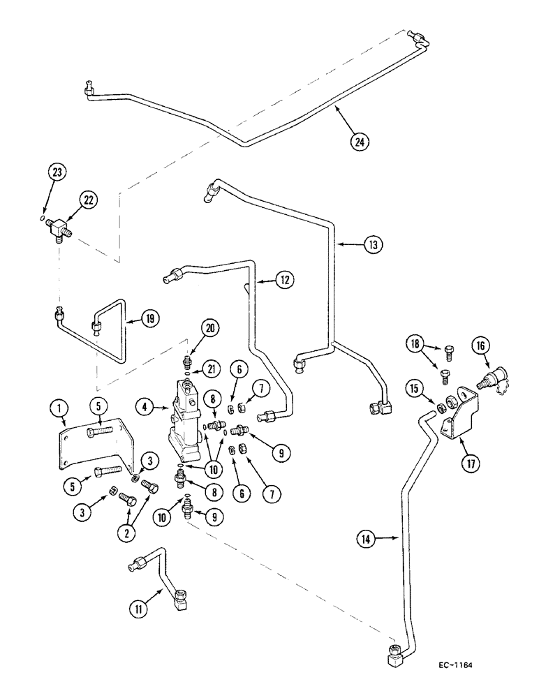 Схема запчастей Case IH 685 - (8-642) - HYDRAULIC TRAILER BRAKE, 685 : 18001-, 885 : 3401- (08) - HYDRAULICS