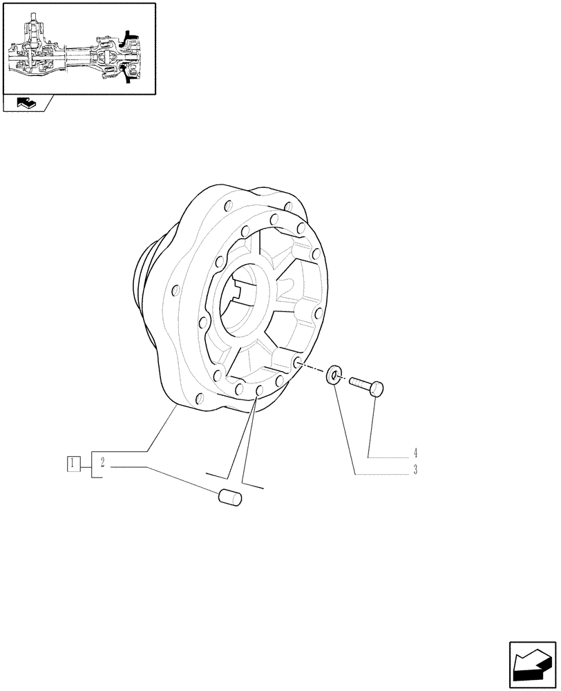 Схема запчастей Case IH FARMALL 85C - (1.40.0/03) - FRONT AXLE - HUB - 4WD (04) - FRONT AXLE & STEERING