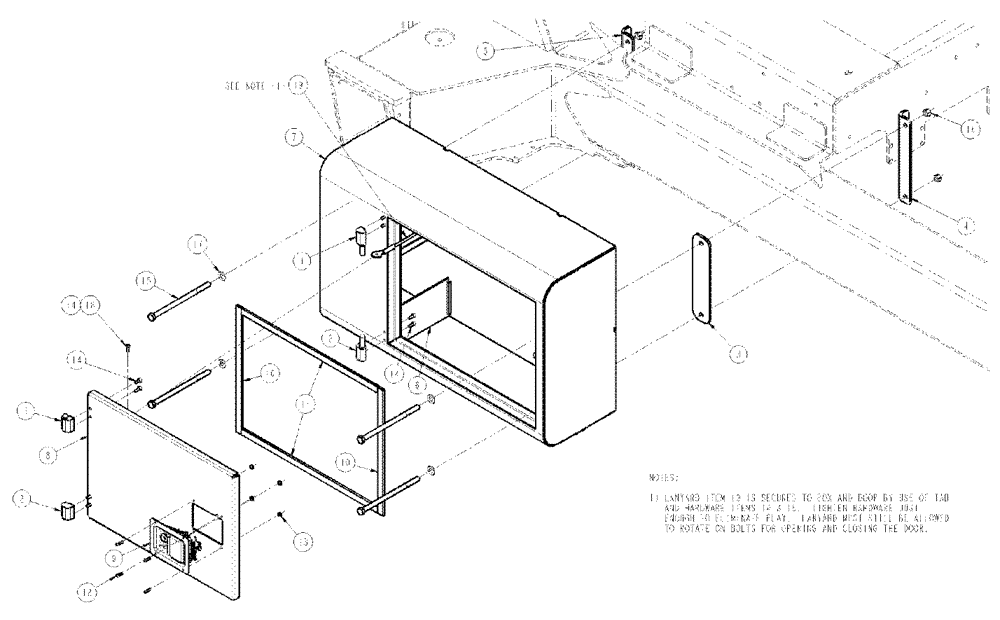 Схема запчастей Case IH SPX4260 - (11-040) - STORAGE BOX GROUP, RH Options