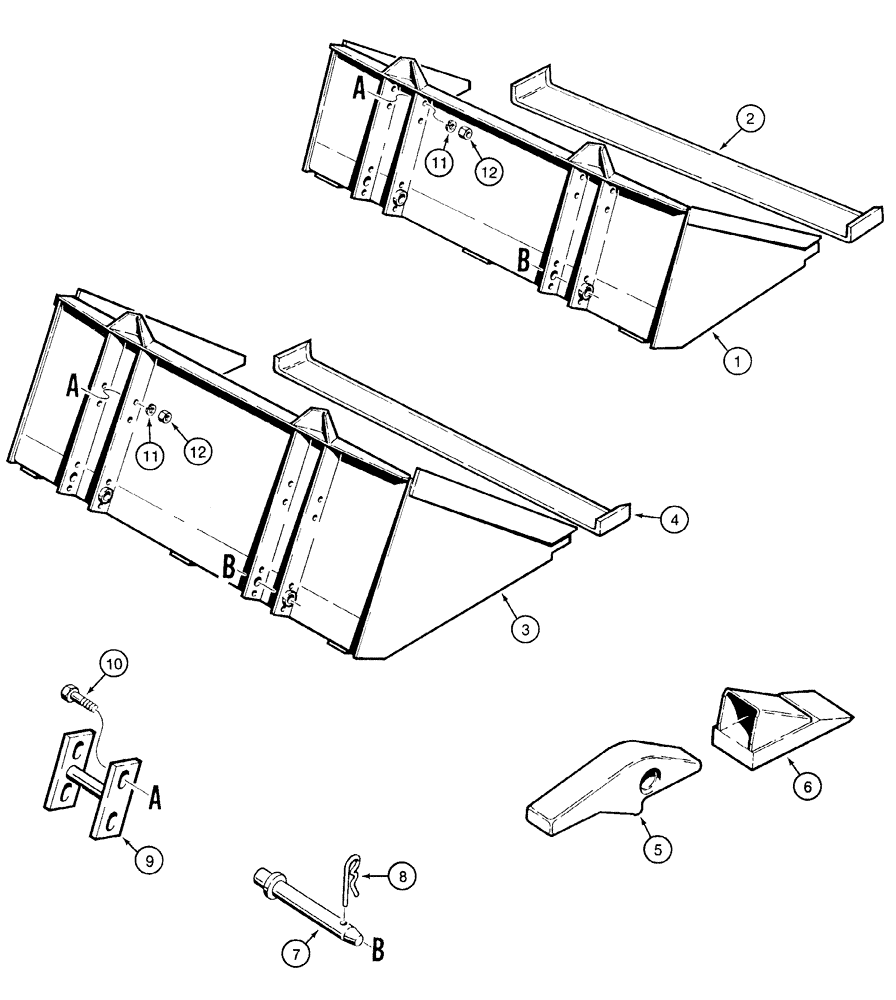 Схема запчастей Case IH 1835C - (9-14) - BUCKETS 152 MM (6 INCH) CUTTING EDGE (09) - CHASSIS/ATTACHMENTS