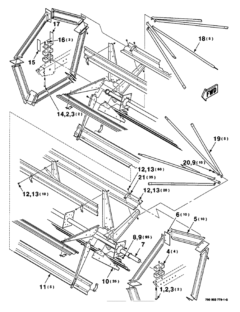 Схема запчастей Case IH 8840 - (9-138) - REEL BAT KIT, HEAVY DUTY, 21 FOOT, HK60894 KIT COMPLETE, TO BE ORDERED THRU WHOLEGOODS ONLY (58) - ATTACHMENTS/HEADERS