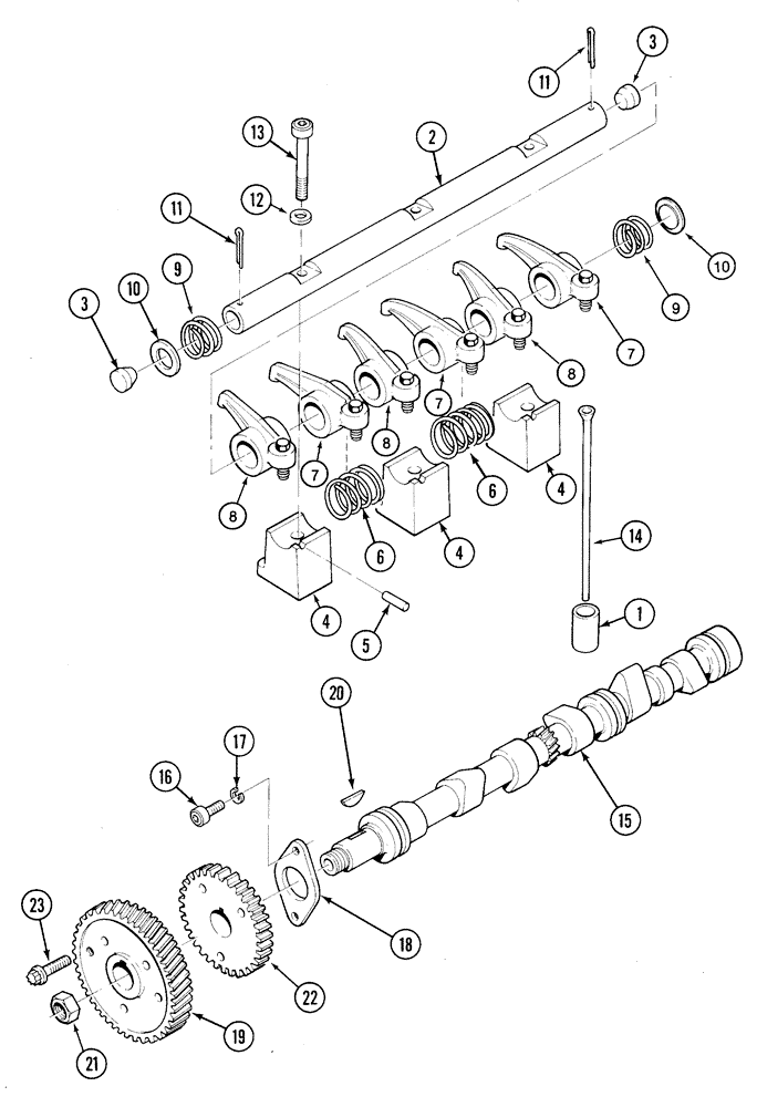 Схема запчастей Case IH 1835C - (2-26) - CAMSHAFT AND ROCKER ARM ASSEMBLY, TMD-20 DIESEL ENGINE (02) - ENGINE