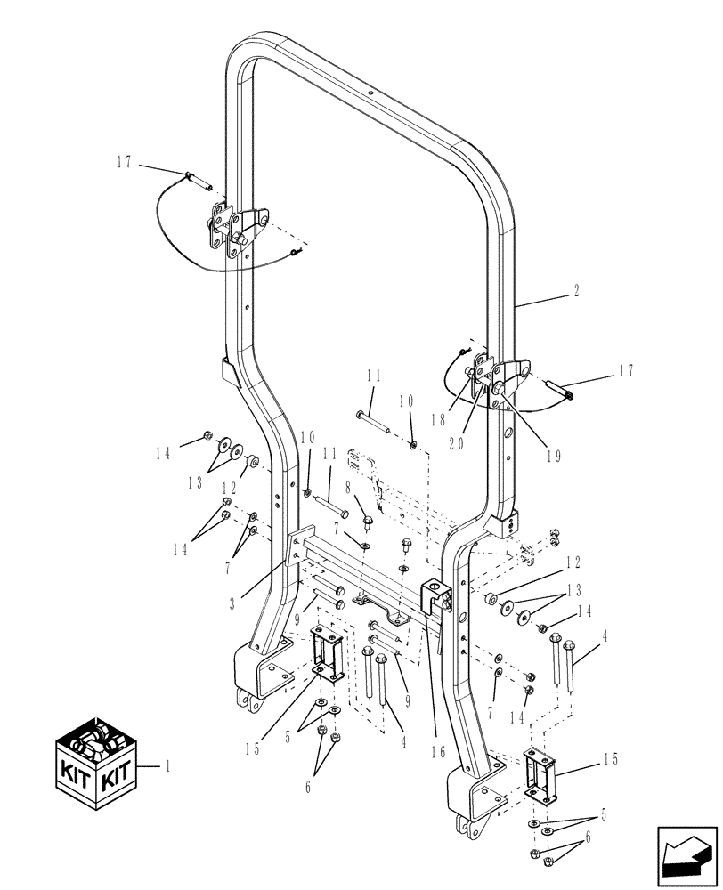 Схема запчастей Case IH DX31 - (10.06) - FOLDABLE ROLL BAR & RELATED PARTS (10) - OPERATORS PLATFORM/CAB