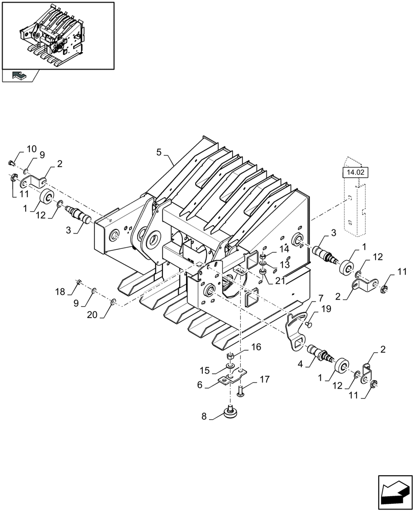 Схема запчастей Case IH LB433R - (14.08[01]) - PLUNGER, REAR (14) - BALE CHAMBER