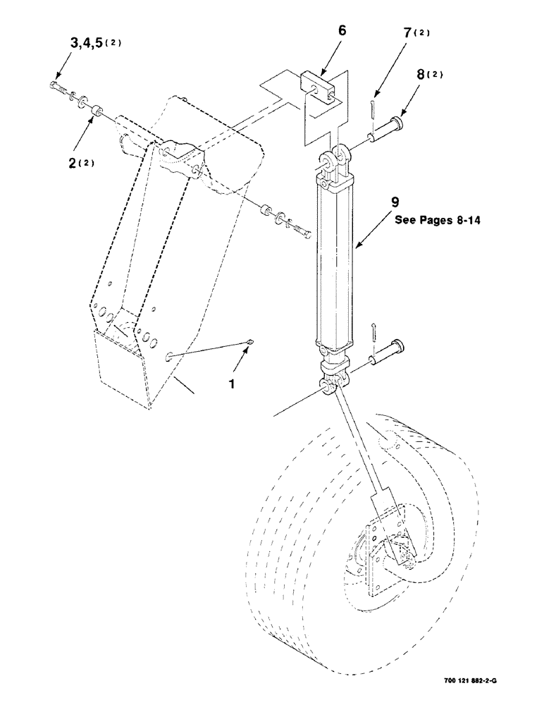 Схема запчастей Case IH 8220 - (7-34) - WHEEL CONTROL HYDRAULIC AND LOCK ASSEMBLY, RIGHT (58) - ATTACHMENTS/HEADERS