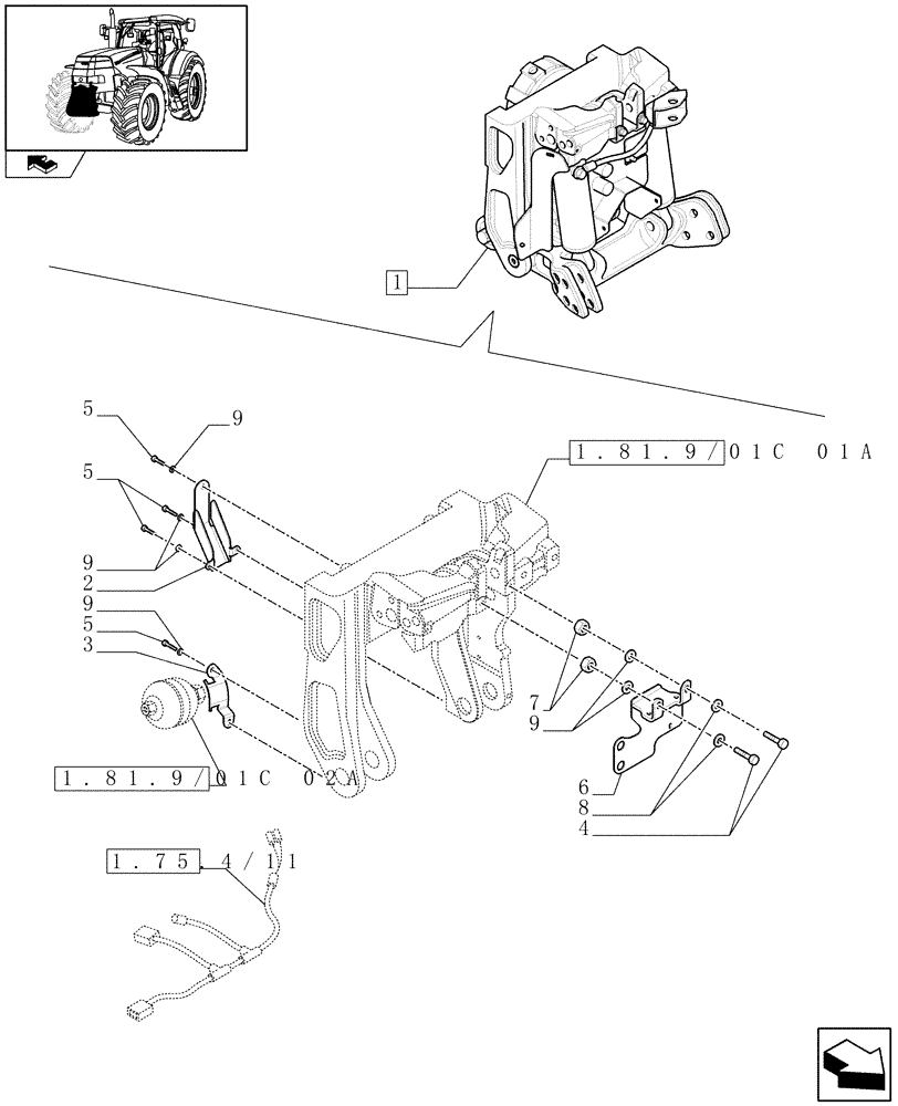 Схема запчастей Case IH PUMA 165 - (1.81.9/01C[03]) - LIFTER - BREAKDOWN - D6726 (07) - HYDRAULIC SYSTEM