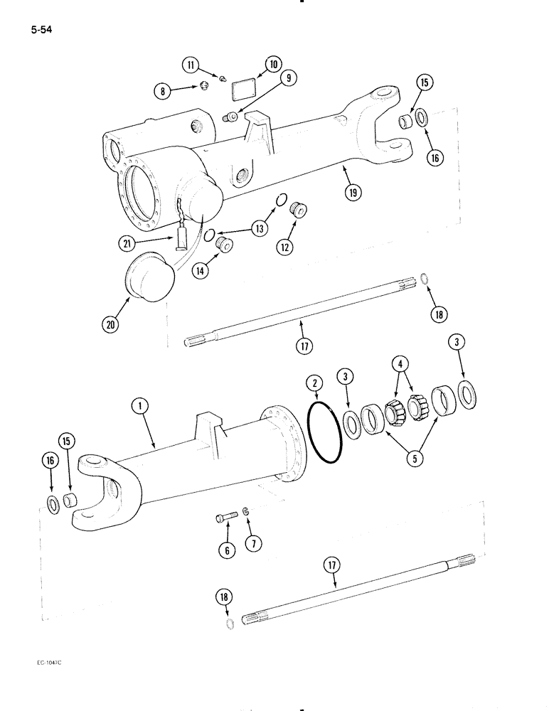 Схема запчастей Case IH 595 - (5-54) - MECHANICAL FRONT DRIVE ZF, FRONT AXLE HOUSINGS AND SHAFTS (05) - STEERING