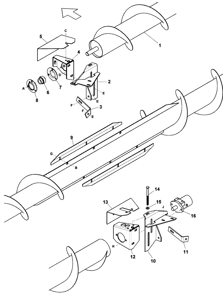 Схема запчастей Case IH 1052 - (09-38) - EUROPEAN HEADER UPGRADES UPPER CROSS AUGER BSN CCC0011569 (09) - CHASSIS
