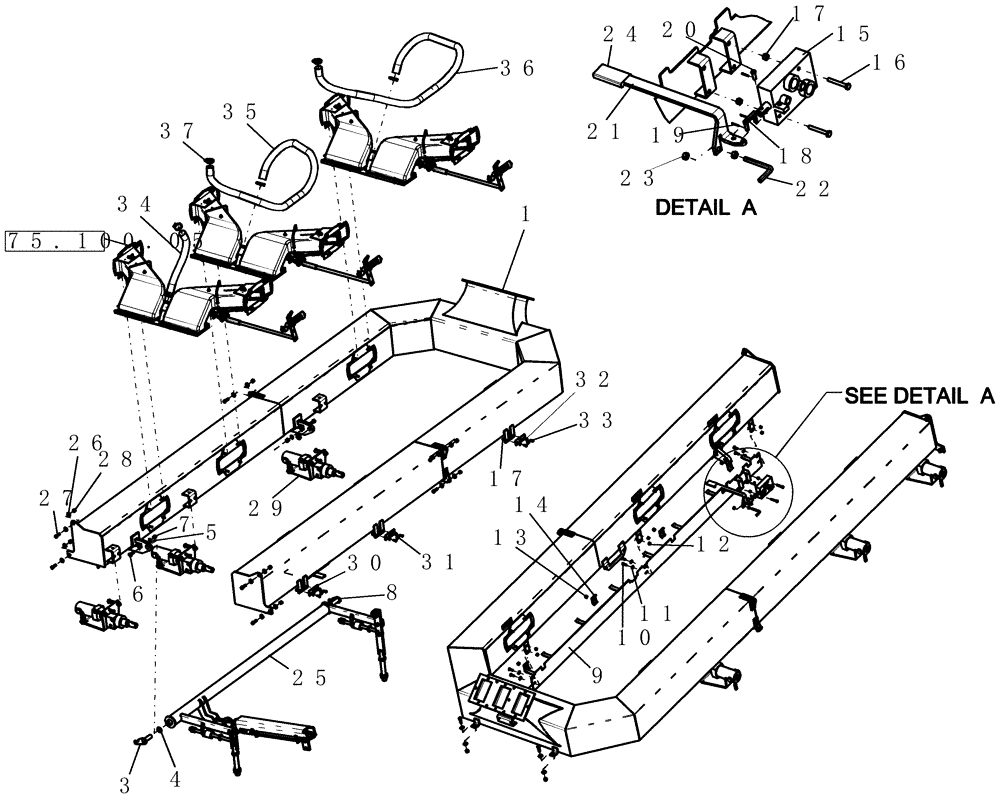 Схема запчастей Case IH 3580 - (75.100.01) - AIR SYSTEM CART (75) - SOIL PREPARATION