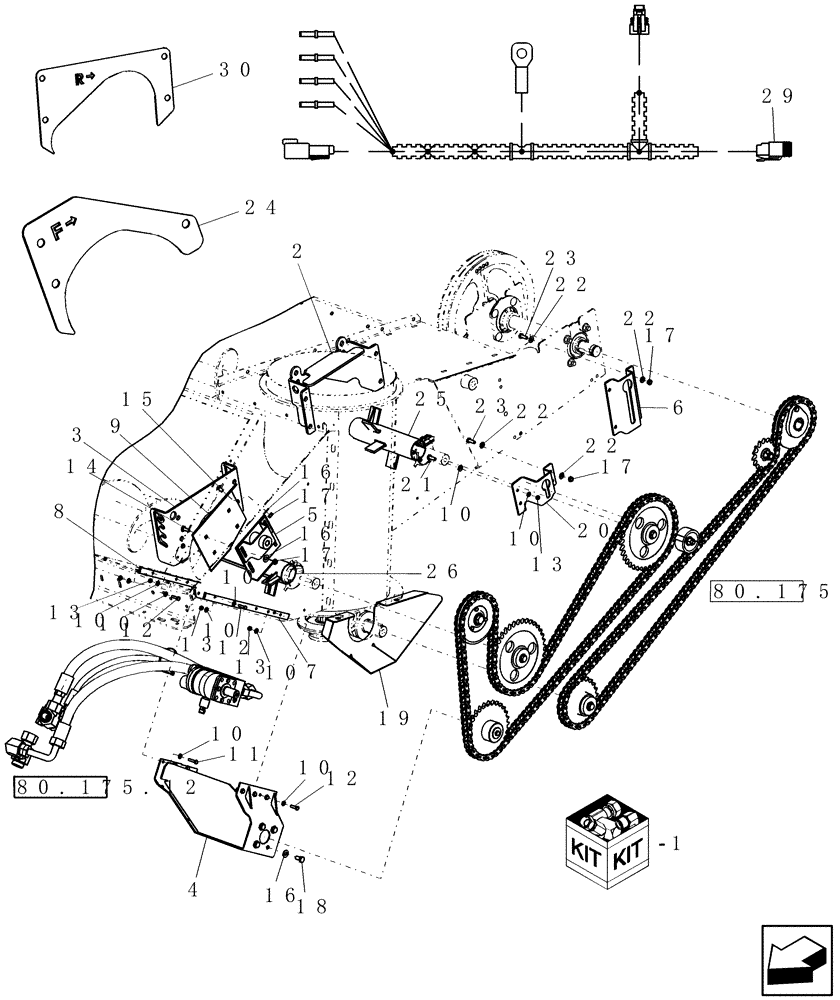 Схема запчастей Case IH 9120 - (80.175.11) - KIT, UNLOADING CHAIN DRIVE, SPECIAL FOR RICE - NA ONLY - 7120, 8120, 9120 (80) - CROP STORAGE/UNLOADING