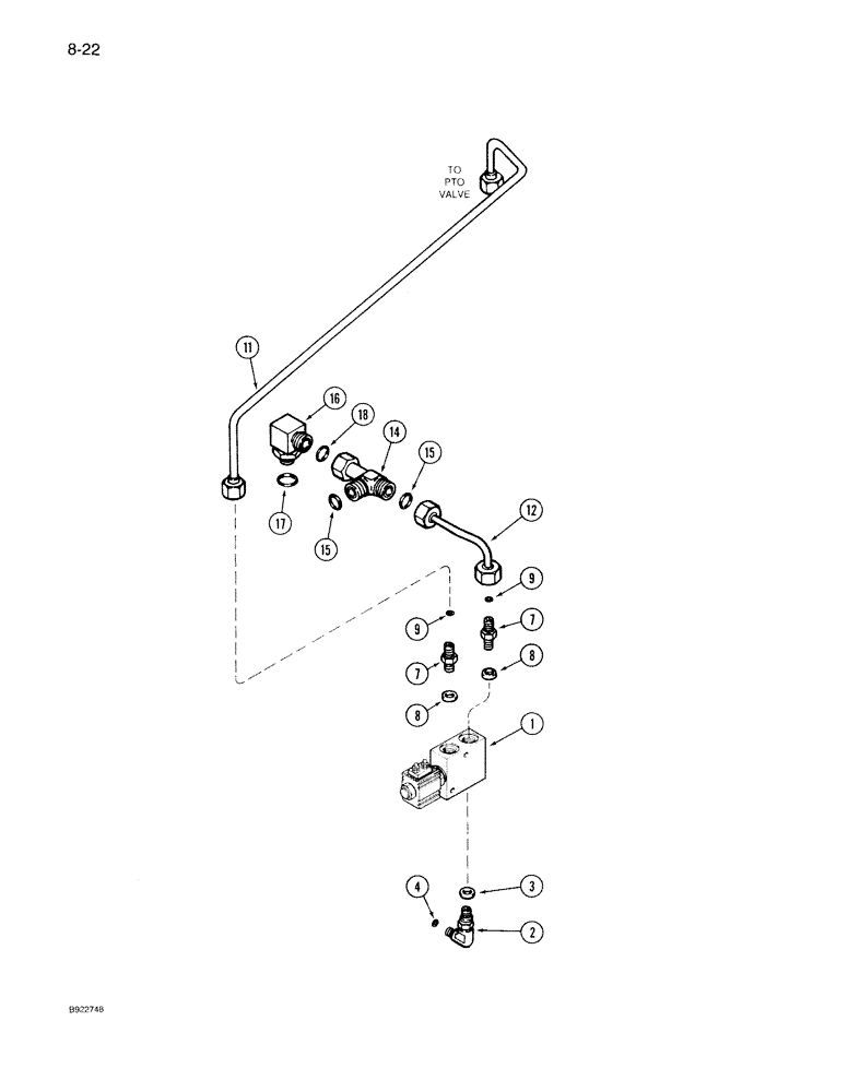 Схема запчастей Case IH 7130 - (8-022) - DIFFERENTIAL LOCK SOLENOID VALVE TUBES, PRIOR TO TRANSMISSION S/N AJB0044915 (08) - HYDRAULICS