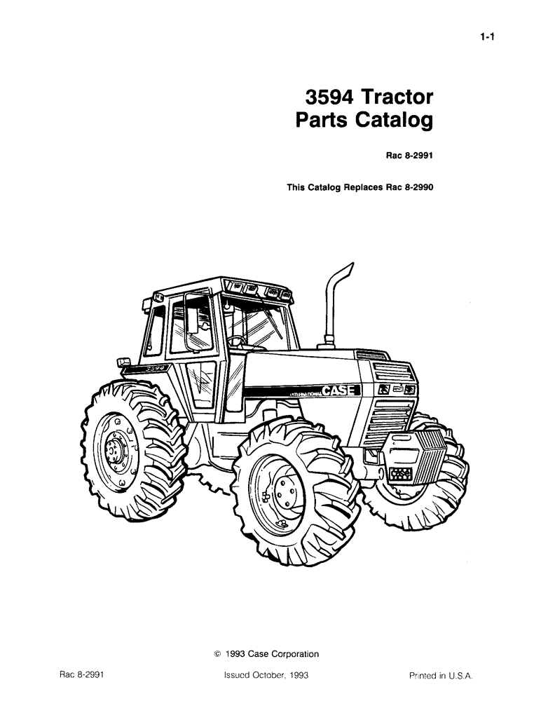 Схема запчастей Case IH 3594 - (1-01) - 3594 TRACTOR (00) - PICTORIAL INDEX