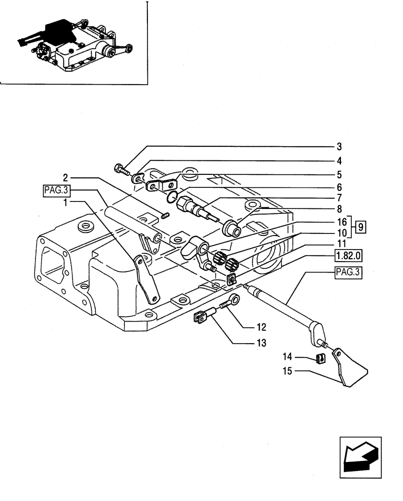 Схема запчастей Case IH JX75 - (1.82.5[05]) - LIFT CONTROLS - TIE-ROD, LEVER AND BEARING (07) - HYDRAULIC SYSTEM