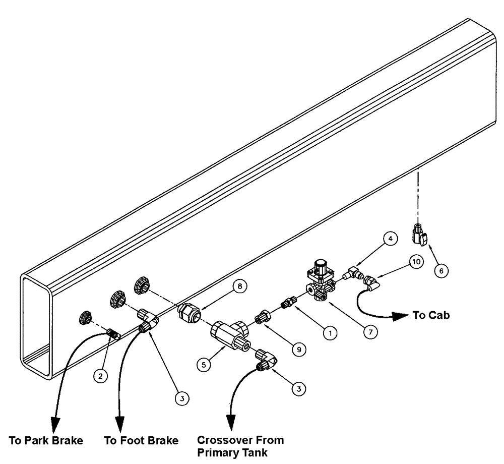 Схема запчастей Case IH FLX4300 - (07-012) - SECONDARY AIR TANK GROUP Pneumatics