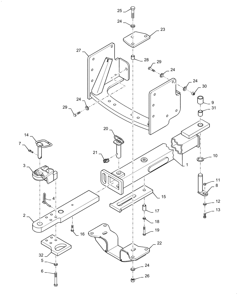 Схема запчастей Case IH STX500 - (09-09) - DRAWBAR - HEAVY DUTY, WITHOUT THREE POINT HITCH (09) - CHASSIS