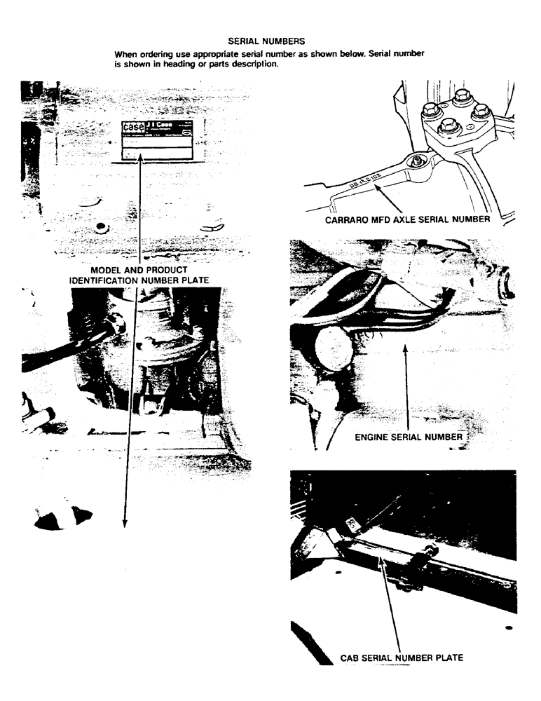 Схема запчастей Case IH 1294 - (01G) - SERIAL NUMBER LOCATIONS (00) - PICTORIAL INDEX