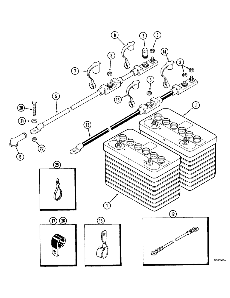 Схема запчастей Case IH 1680 - (4-58) - BATTERY AND BATTERY CABLES (06) - ELECTRICAL