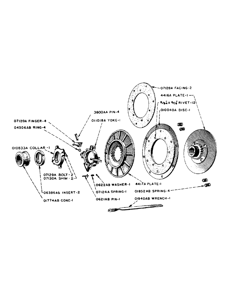 Схема запчастей Case IH DC-SERIES - (049) - CLUTCH, PRIOR TO TRACTOR NUMBER 4818099, D, DC, DO (06) - POWER TRAIN