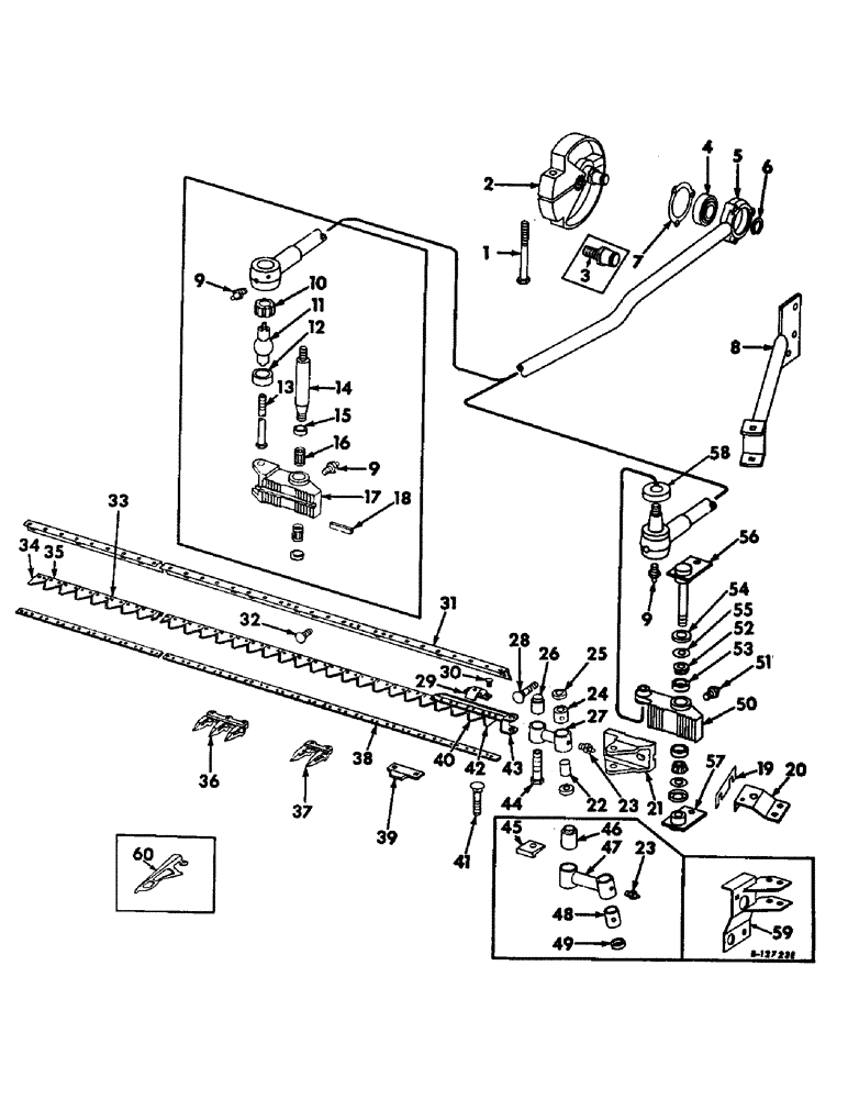 Схема запчастей Case IH 403 - (020) - KNIFE AND KNIFE DRIVE, GRAIN LIFTERS ATTACHMENT (58) - ATTACHMENTS/HEADERS