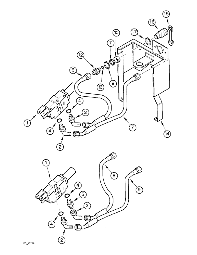 Схема запчастей Case IH 3230 - (8-032) - REMOTE AUXILIARY VALVES, 1ST, 2ND AND 3RD BANK TUBES AND COUPLINGS WITH CAB (08) - HYDRAULICS