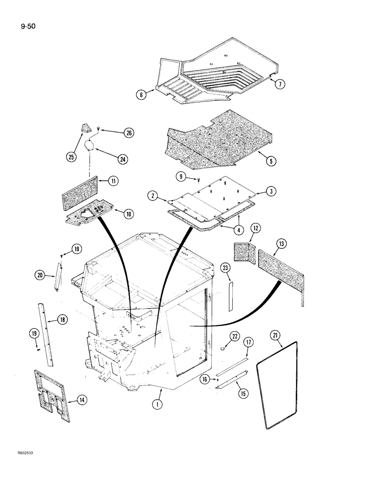 Схема запчастей Case IH 9230 - (9-050) - CAB FLOORMATS AND INSULATION (09) - CHASSIS/ATTACHMENTS