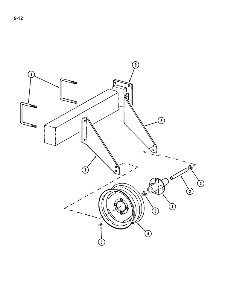 Схема запчастей Case IH 146 - (9-12) - TOOL BAR CARRYING WHEELS, FOR 6 AND 8 ROW CULTIVATORS 