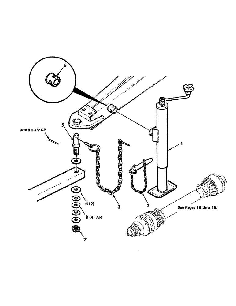 Схема запчастей Case IH 8450 - (014) - HITCH AND JACK ASSEMBLY (12) - MAIN FRAME