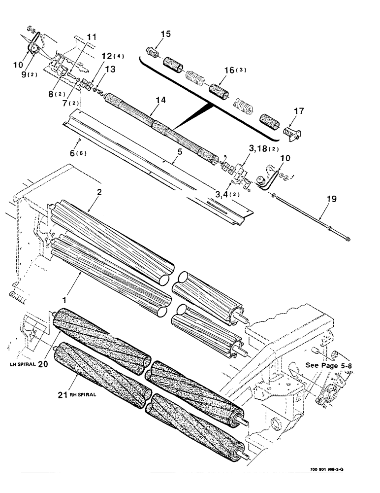Схема запчастей Case IH 8320 - (5-02) - HAY CONDITIONER TENSIONER AND ROLLS ASM, MODEL 8320 ONLY (09) - CHASSIS