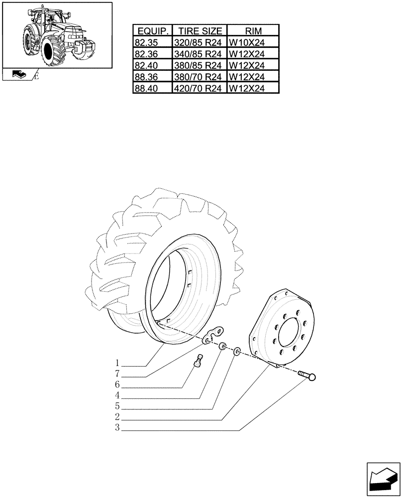 Схема запчастей Case IH MAXXUM 140 - (82.00[07]) - FRONT WHEELS (11) - WHEELS/TRACKS