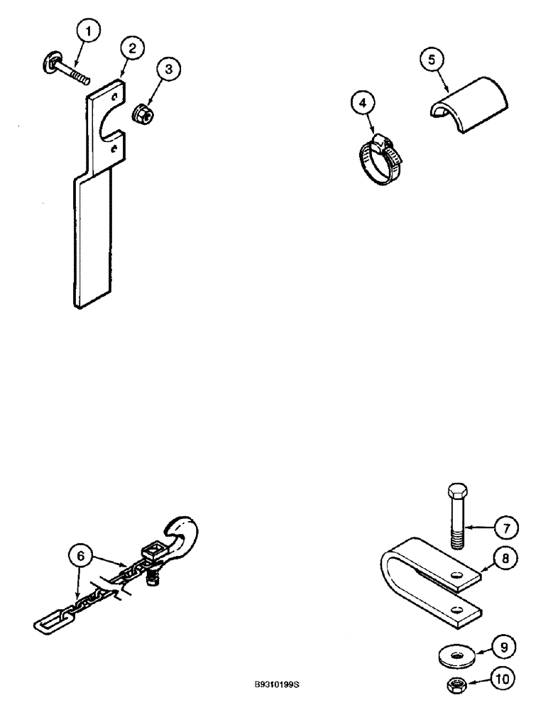 Схема запчастей Case IH 955 - (9D-34) - ROCK GUARD BAR, CYLINDER STOP & TRANSPORT CHAIN, ALL RIGID, VERTICAL FOLD, FRONT FOLD AND PARALLEL (09) - CHASSIS/ATTACHMENTS