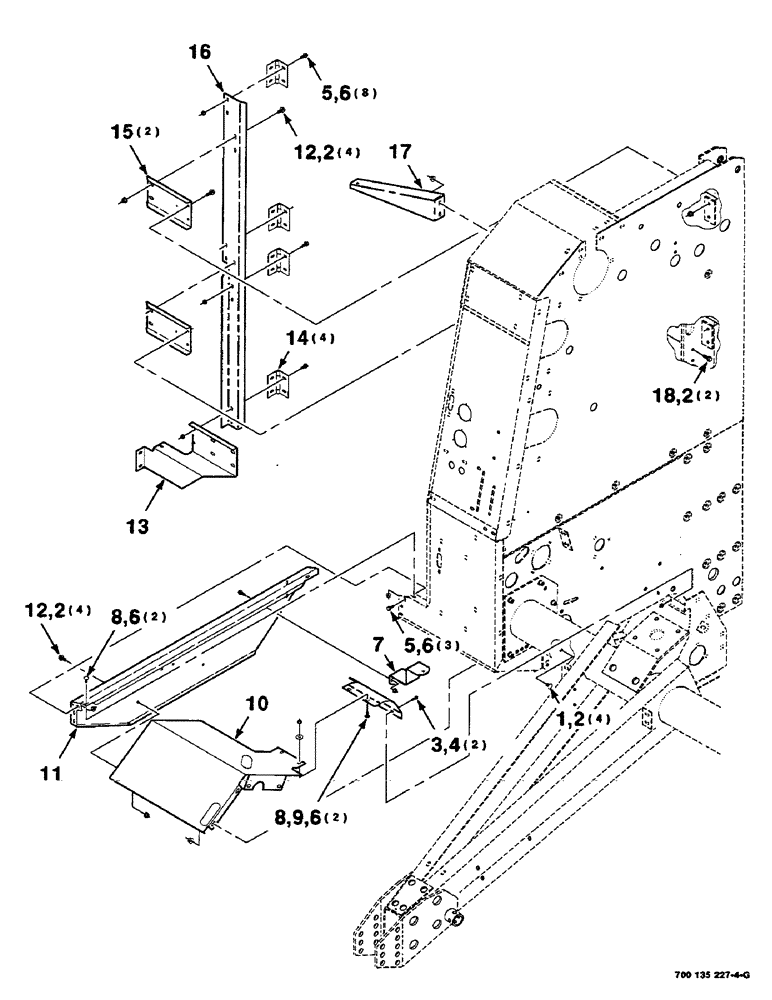 Схема запчастей Case IH RS551 - (7-16) - SHIELD SUPPORT AND HINGE ASSEMBLIES, LEFT (12) - MAIN FRAME