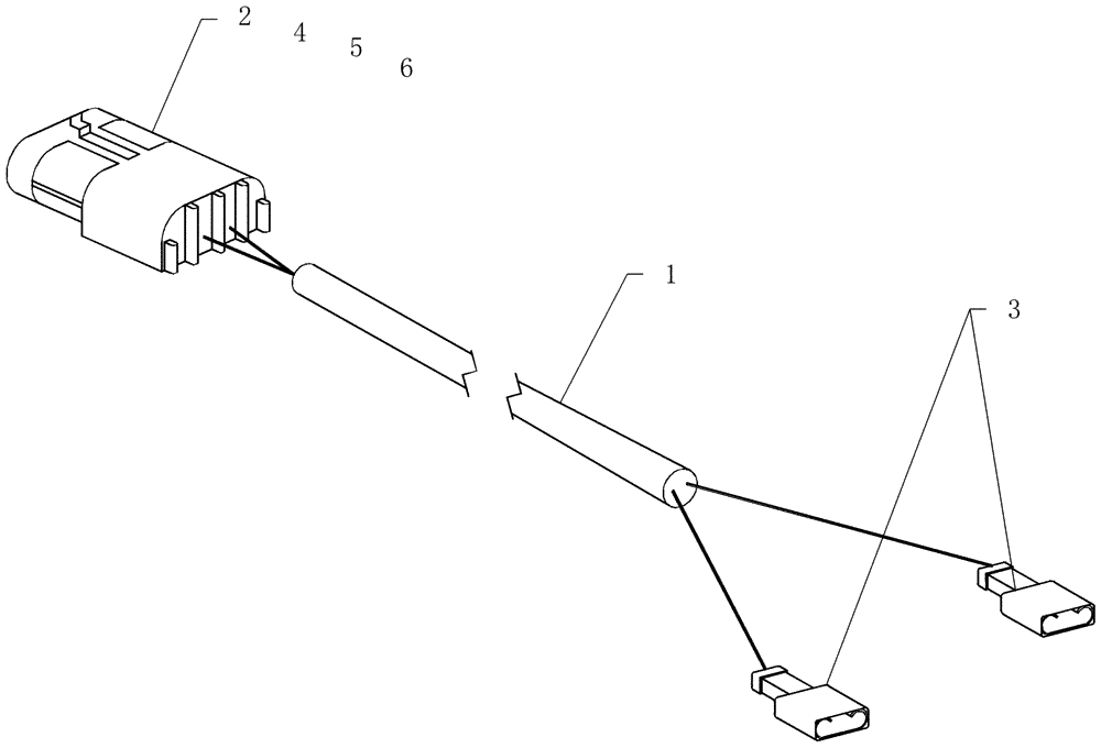 Схема запчастей Case IH SRX100 - (A.30.A[05]) - ELECTRICAL - CABLE, ADAPTER SOLENOID FOR BOOM CONTROLLER SP655 A - Distribution Systems
