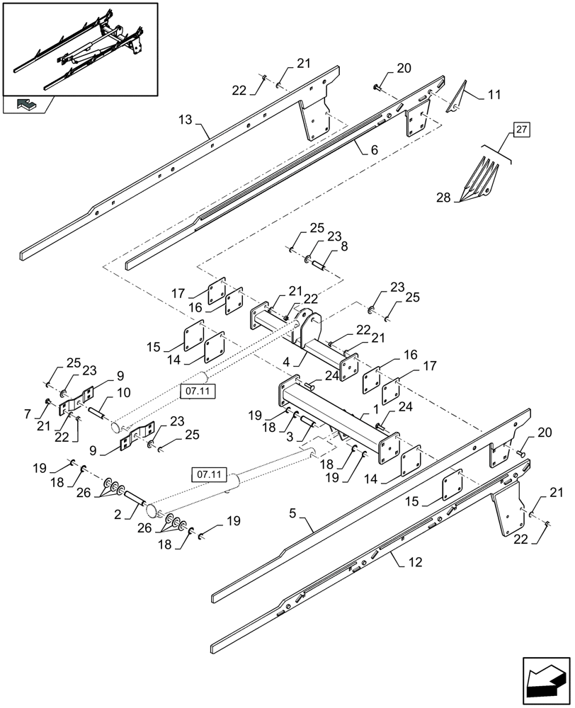 Схема запчастей Case IH LB333P - (16.02[01]) - STANDARD AND PARTIAL BALE EJECTION MECHANISM (16) - BALE EJECTOR
