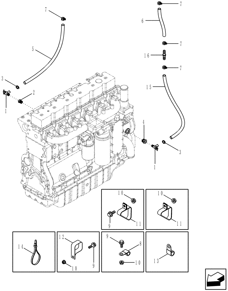 Схема запчастей Case IH 2588 - (50.200.04) - HEATING SYSTEM - CAB/CHASSIS CONNECTIONS TO ENGINE (50) - CAB CLIMATE CONTROL