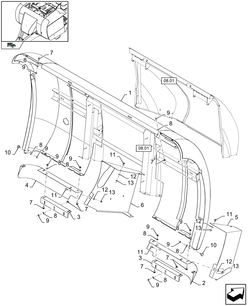 Схема запчастей Case IH LB333P - (08.26[01]) - PROTECTIONS FLYWHEEL (08) - SHEET METAL/DECALS