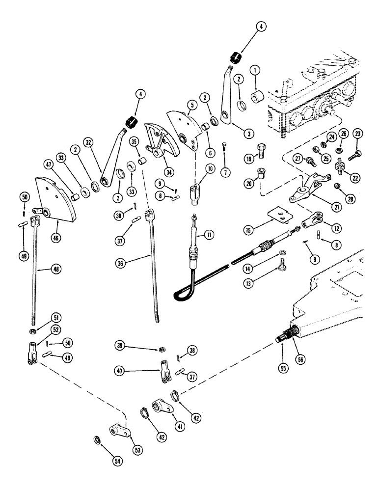 Схема запчастей Case IH 870 - (154) - GEAR AND RANGE SHIFT LINKAGE, POWER SHIFT (06) - POWER TRAIN